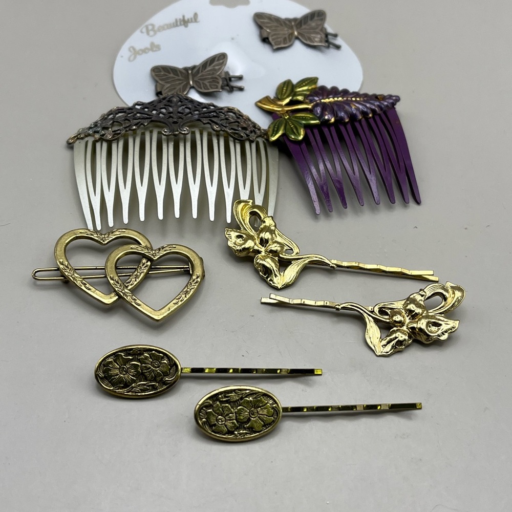 Elegant Vintage Gold and Purple Hair Accessory Set